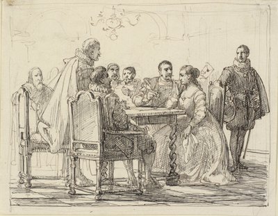 Cena da empresa, Chr. tempo de IV de Wilhelm Marstrand