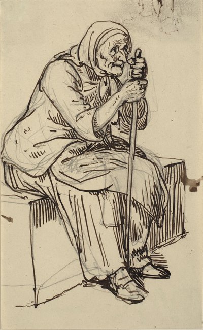 velha sentada de Wilhelm Marstrand