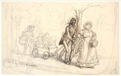 A família sapateiro faz um passeio pela floresta ao longo de Strandvejen de Wilhelm Marstrand