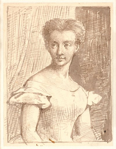 Estudo de Arendse Hulegaard, sentado, virado para a esquerda de Wilhelm Marstrand