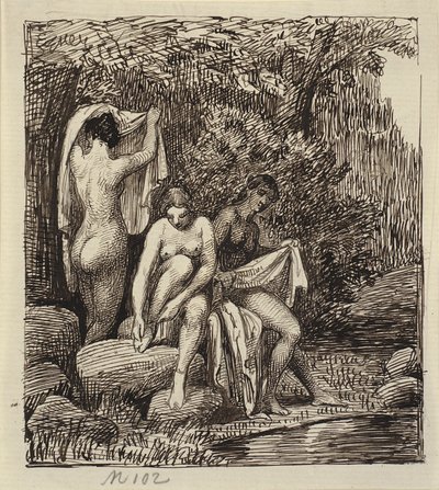 Três mulheres de banho de Wilhelm Marstrand