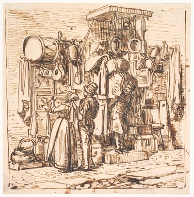 Fora de uma banca de mercado de Wilhelm Marstrand