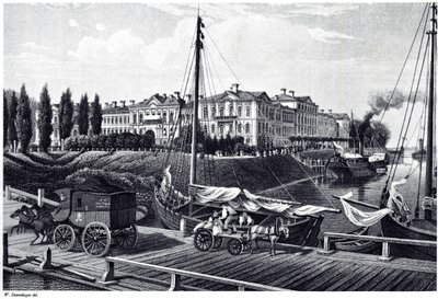 Vista do Castelo de Mitau, c. 1850 de Wilhelm Siegfried Stavenhagen