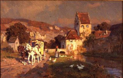 Um Cavalo e Transporte por um Rio de Wilhelm Velten