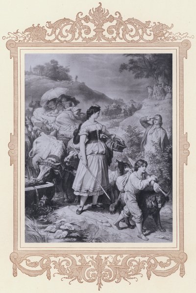 Dorothea E Os Emigrantes, Hermann E Dorothea (litho) de Wilhelm von (after) Kaulbach