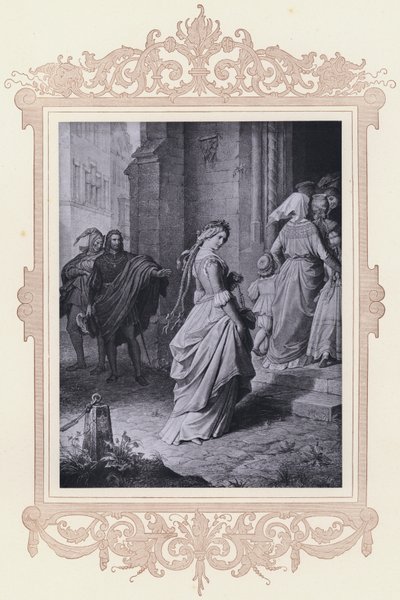 Gretchen, indo à igreja (litho) de Wilhelm von (after) Kaulbach