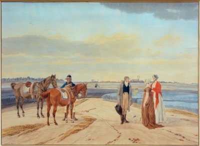 Cavaleiros abandonados com duas damas na frente de Munique de Wilhelm von Kobell