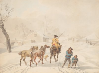 Postilion on Horse in a Winter Landscape, ca. 1798. de Wilhelm von Kobell