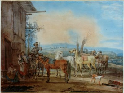 Cavaleiro na frente de uma taberna de Wilhelm von Kobell