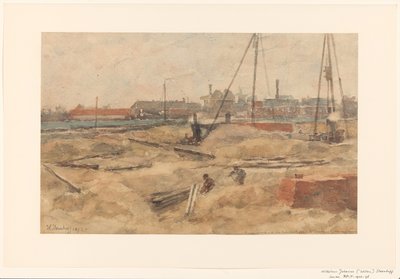 Canteiro de obras no Wilhelmina Gasthuis de Wilhelmus Johannes Steenhoff