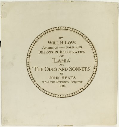 Página de título das "Odes e Sonetos de John Keats" de Will Hicock Low