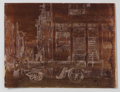 Cidade velha de Amesterdão com a carroça em primeiro plano de Willem Adrianus Grondhout (signed by artist)