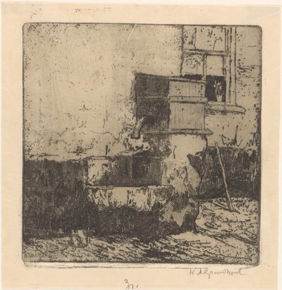Bomba de água numa casa em Voorburg de Willem Adrianus Grondhout (signed by artist)