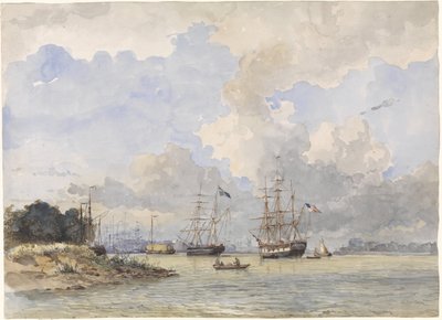 Maas para Rotterdam, com um navio americano e sueco de Willem Anthonie van Deventer