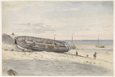 Barcaças na praia de Willem Anthonie van Deventer