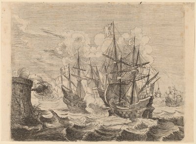 Vitória do Heemskerck sobre a frota espanhola em Gibraltar de Willem Basse