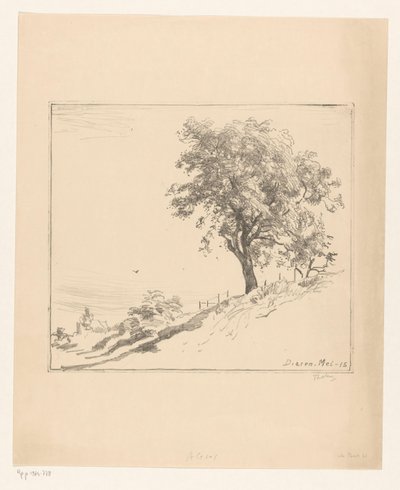 Paisagem com uma árvore em um dique em Dieren Árvore no dique (título original) de Willem Bastiaan Tholen (signed by artist)