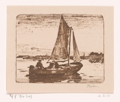 homem em veleiro Barco (título original) de Willem Bastiaan Tholen (signed by artist)