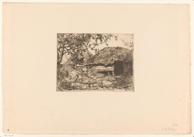 celeiros de colmo, um javali no feno à sua frente
Pigsty (título original) de Willem Bastiaan Tholen