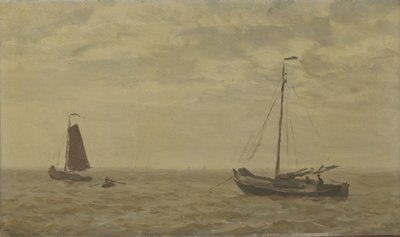 Seascape com barcos de pesca de Willem Bastiaan Tholen
