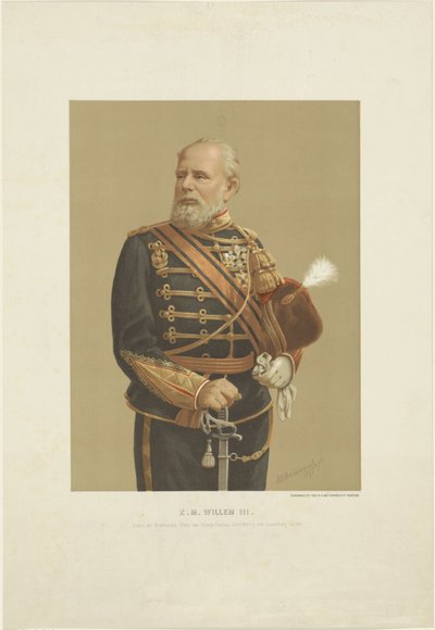 Retrato de Willem III, rei dos Países Baixos de Willem Bernardus IJzerdraat