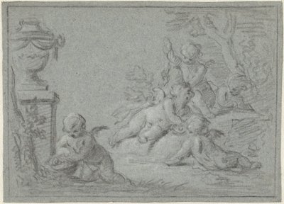 Putti numa paisagem com um vaso de Willem Bilderdijk