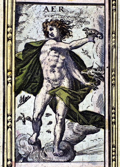 Air, um dos quatro elementos representados no Atlas de W. Blaeu, impresso em Amsterdão em 1655. de Willem Blaeu