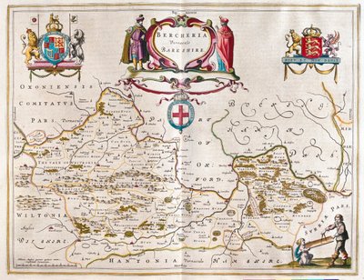Berkshire, em "Theatrum Orbis Terrarum, sive Atlas Novus" de Willem Blaeu, Amesterdão de Willem Blaeu
