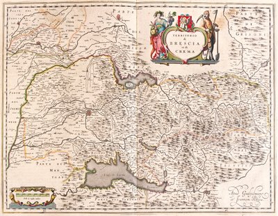 Brescia, Crema, Itália, em "Theatrum Orbis Terrarum, sive Atlas Novus" de Willem Blaeu, Amesterdão de Willem Blaeu