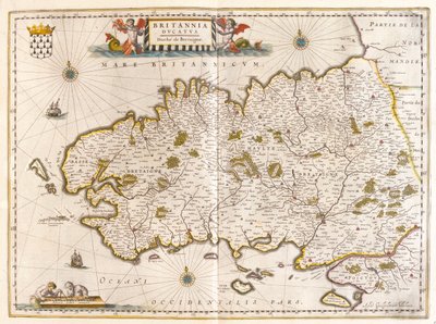 Bretagne, em "Theatrum Orbis Terrarum, sive Atlas Novus" de Willem Blaeu, Amesterdão de Willem Blaeu