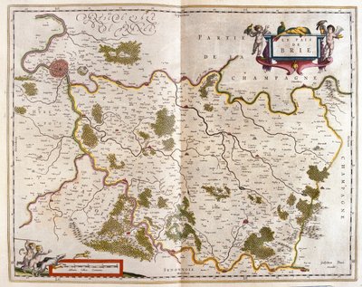 Cantão de Brie, em "Theatrum Orbis Terrarum, sive Atlas Novus" de Willem Blaeu, Amesterdão de Willem Blaeu