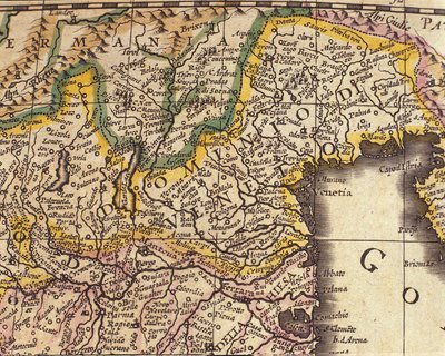 Mapa da região de Veneza, Itália. Atlas de William Blaeu (1571 - 1638) de Willem Blaeu
