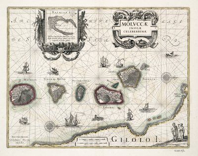 Carta das Molucas, Indonésia de Willem Blaeu