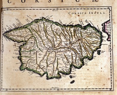 Corsica do Atlas de Wilhelm Blaeu. Século XVII de Amesterdão. de Willem Blaeu