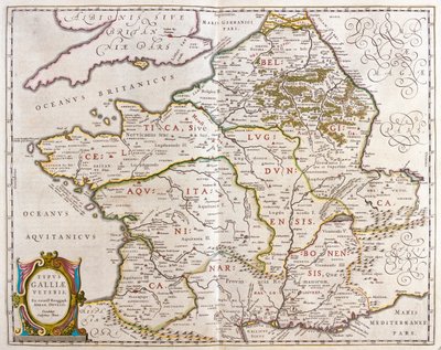 Países da antiga França, em "Theatrum Orbis Terrarum, sive Atlas Novus" de Willem Blaeu, Amesterdão de Willem Blaeu