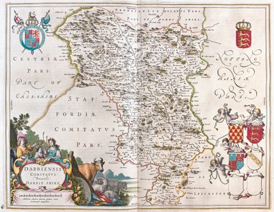 Darbieshire, em "Theatrum Orbis Terrarum, sive Atlas Novus" de Willem Blaeu, Amesterdão de Willem Blaeu