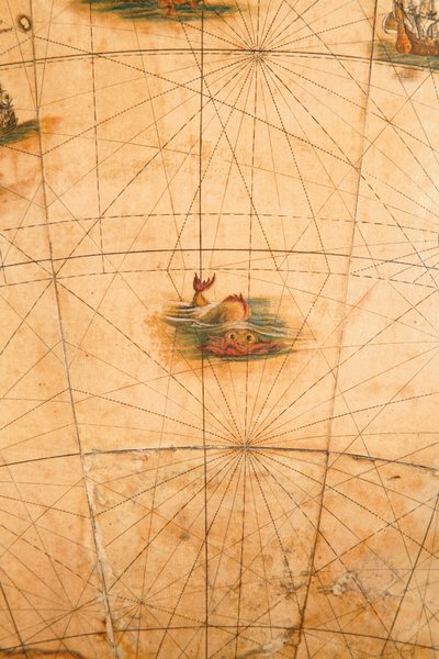 Detalhe de um monstro marinho de um globo terrestre, 1645-48 de Willem Blaeu