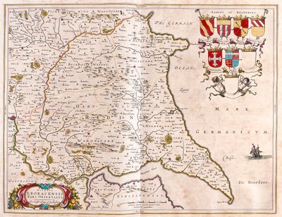 East riding of Yorkshire, em "Theatrum Orbis Terrarum, sive Atlas Novus" de Willem Blaeu, Amesterdão de Willem Blaeu