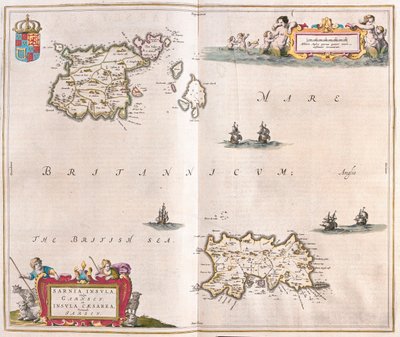 Garnsey - ilhas jersey, em "Theatrum Orbis Terrarum, sive Atlas Novus" de Willem Blaeu, Amesterdão de Willem Blaeu