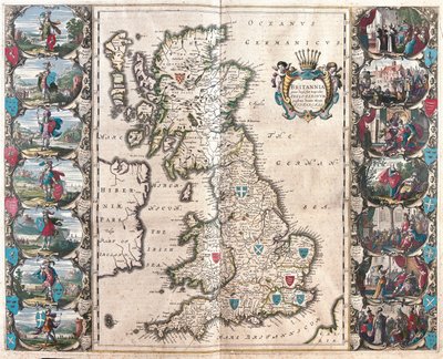 Grã-Bretanha, em "Theatrum Orbis Terrarum, sive Atlas Novus" de Willem Blaeu, Amesterdão de Willem Blaeu