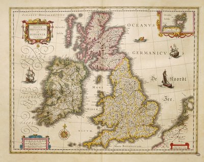 Great Britian e Irlanda do Theatrum Orbis Terrarum de Willem Bleau, Amesterdão de Willem Blaeu