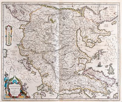 Grécia, Macedónia, Albânia, em "Theatrum Orbis Terrarum, sive Atlas Novus" de Willem Blaeu, Amesterdão de Willem Blaeu
