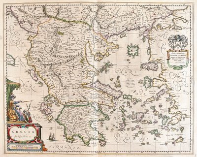 Grécia, em "Theatrum Orbis Terrarum, sive Atlas Novus" de Willem Blaeu, Amesterdão de Willem Blaeu