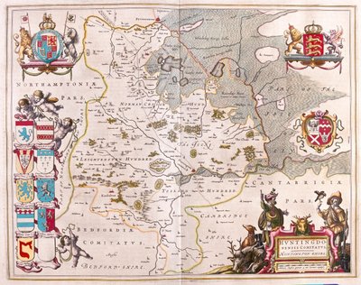 Huntington shire, em "Theatrum Orbis Terrarum, sive Atlas Novus" de Willem Blaeu, Amesterdão de Willem Blaeu