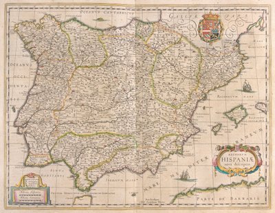 Península Ibérica, em "Theatrum Orbis Terrarum, sive Atlas Novus" de Willem Blaeu, Amesterdão de Willem Blaeu