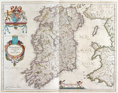 Irlanda, em "Theatrum Orbis Terrarum, sive Atlas Novus" de Willem Blaeu, Amesterdão de Willem Blaeu