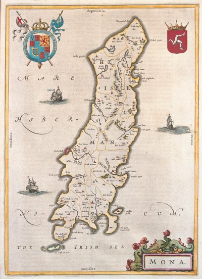 Ilha de Man, em "Theatrum Orbis Terrarum, sive Atlas Novus" de Willem Blaeu, Amesterdão de Willem Blaeu
