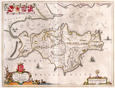 Ilha de Wight, em "Theatrum Orbis Terrarum, sive Atlas Novus" de Willem Blaeu, Amesterdão de Willem Blaeu
