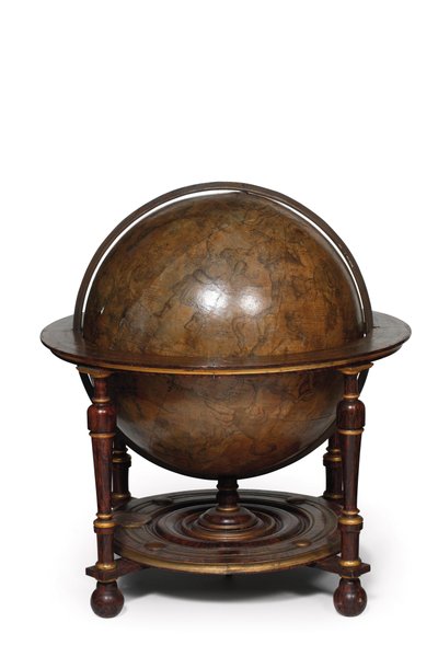 Grande par de globos de biblioteca, o terrestre 1645-48, o celestial após c.1630 de Willem Blaeu