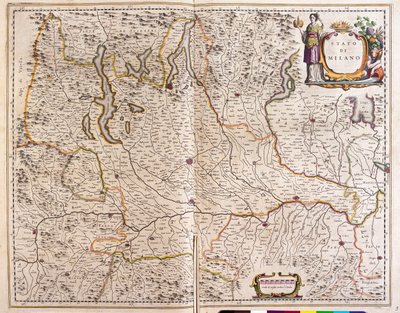 Lombardia, Itália, em "Theatrum Orbis Terrarum, sive Atlas Novus" de Willem Blaeu, Amesterdão de Willem Blaeu